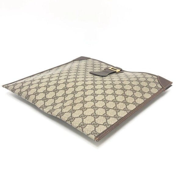 GUCCI Old Gucci Flat Clutch Bag with All-Over Pattern Clutch Bag Brown - Picture 6 of 16